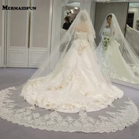 2 layers long wedding veil high quality bling sequins lace bridal veil with comb 3m white ivory bride veil wedding accessories