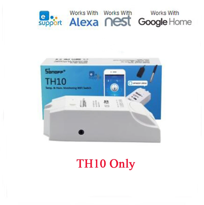 TH10A Интеллектуальный выключатель света Sonoff TH10 TH16 Беспроводной термостат переключатель Wi-Fi Температура и влажности монитор Управление, 10/16A модуль термостат для инкубатора - Комплект: TH10A