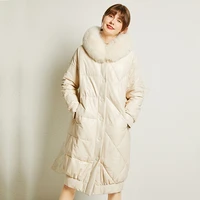 womens 90 white duck down down jackets fox fur collar hooded female winter parkas sheepskin leather jacket ropa mujer zjt965