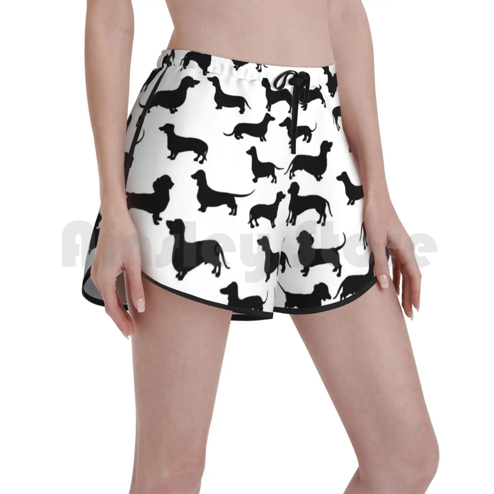 

Большое количество! Плавание шорты Для женщин Пляжные шорты щенок таксы Винер Горячая домашнее животное собака черный