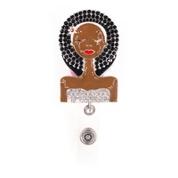 sparkly medical rhinestone retractable id black girl magic nurse badge reelholder for nurse accessories
