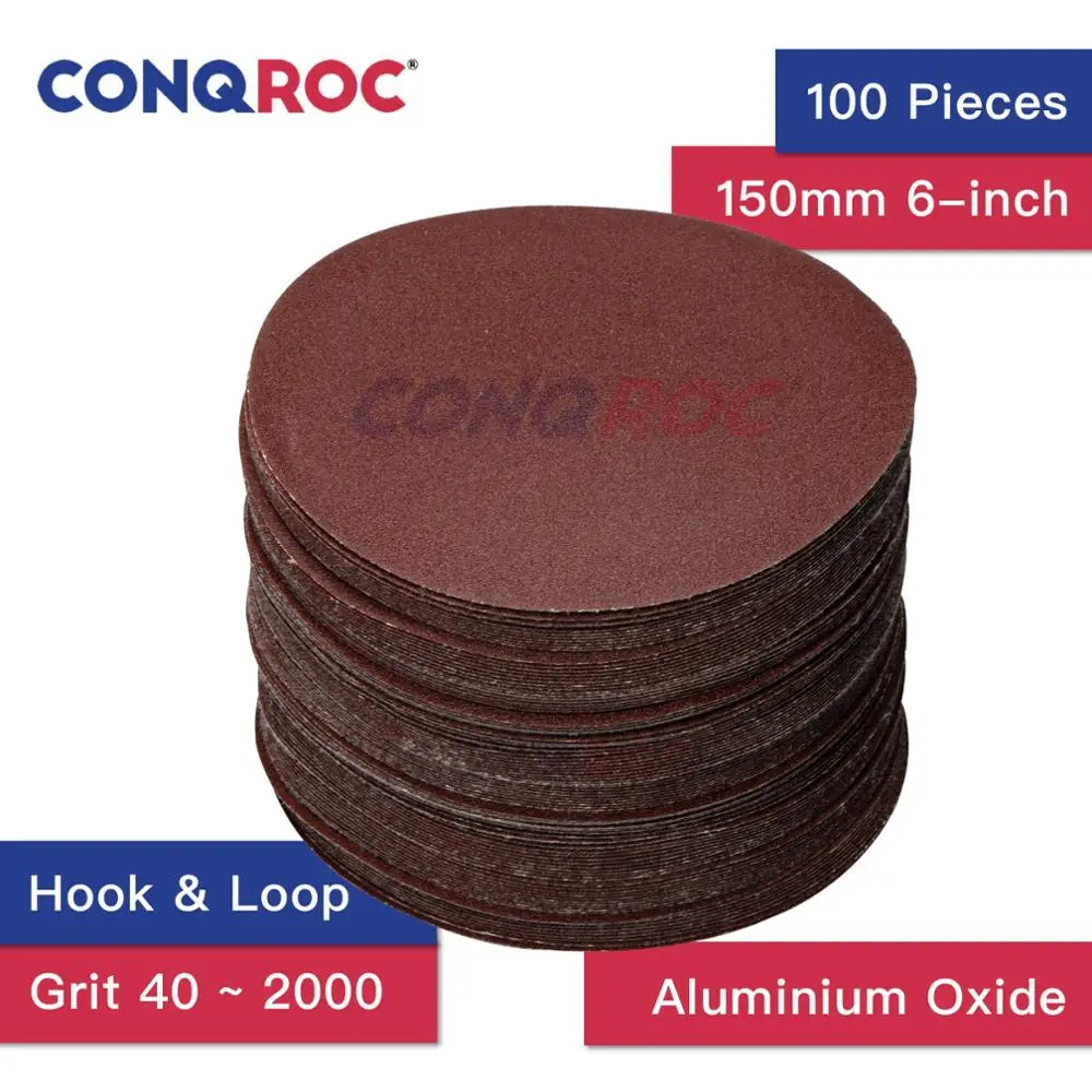 100 штук 150 мм 6 дюймовые шлифовальные диски Крюк Петля Шлифовальные бумаги