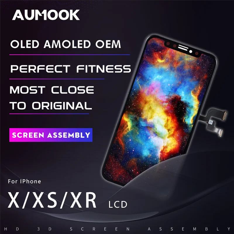 AUMOOK для IPhone X XS XR LCD OLED мягкий AMOLED OEM сенсорный экран дисплей Pantalla 3D дигитайзер в