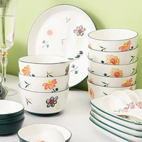 nordic modern dinner plates fashion cute flower breakfast set dinner plates eat porcelain geschirr set kitchen tableware ei50tz
