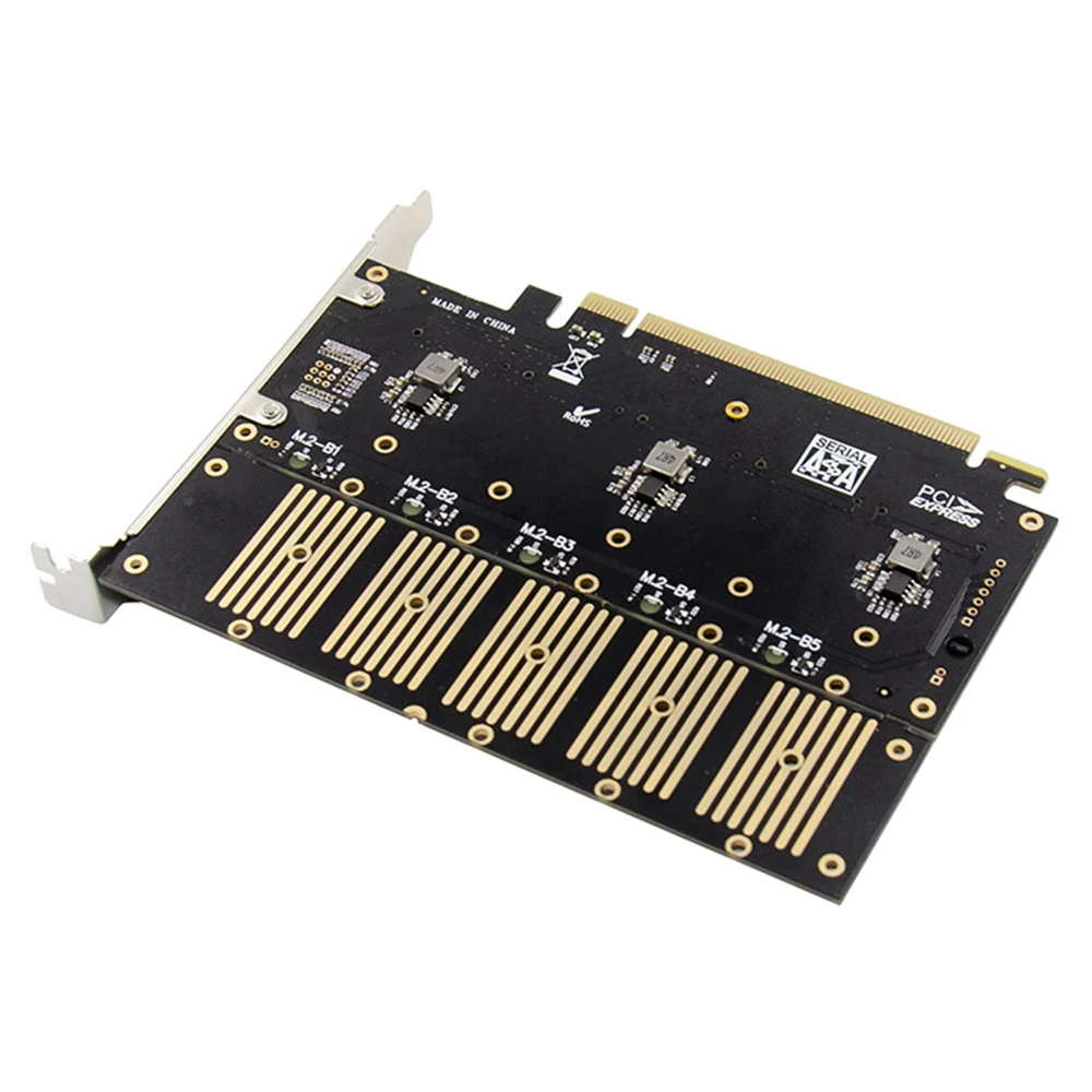 

PCIE Gen3 X16 To 5 Ports M.2 NGFF B-Key SATA 6Gbps Adapter Expansion Card Add 5x B-key SSD/SATA Hard Drive For CHIA RIG