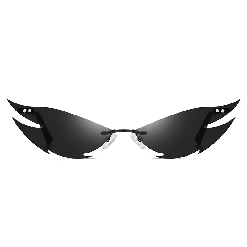 

Fire Flame Sunglasses Women Rimless Wave Sun Glasses Women Accessories Metal Shades For Vintage Women Mirror Eyewear UV400