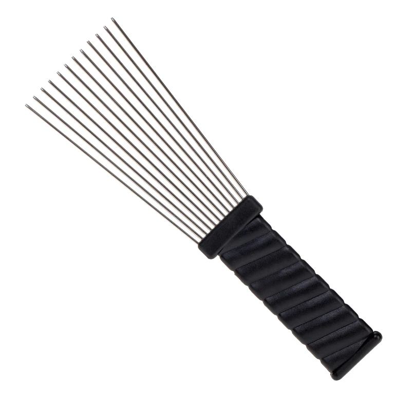 

New fashion Metal Fan Pik Anti Slip Big Handle Steel Pin Hair Comb Pro Styling Collection Fan Pik Fat Combs Model 9310