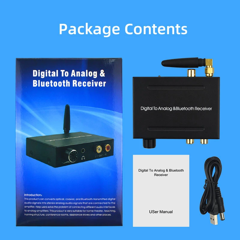 VAORLO 192khz Bluetooth 5.0 DAC Digital to Analog Audio Converter Receiver Adapter Optical Coaxial Input RCA 3.5mm Output | Электроника