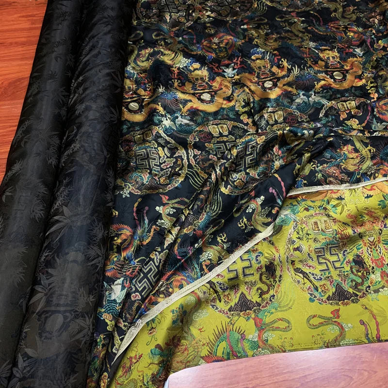 

Китайский Loong, реальный шелк, геймпад, Гуандун, марля, поливная марля, атлас, винтажная имперская ткань для халата, 0,5 метра