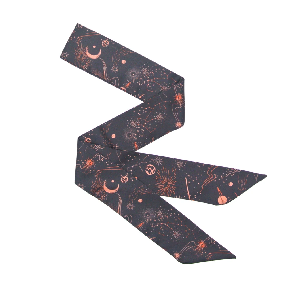 Женский шелковый шарф с принтом и лентами маленькие длинные облегающие шарфы