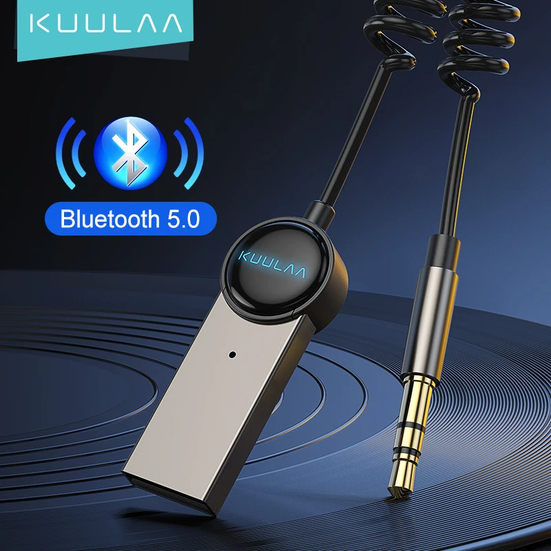 

KUULAA Aux Bluetooth Adapter Dongle Cable For Car 3.5mm Jack Aux Bluetooth 5.0 Receiver Speaker Audio Music Wireless Transmitter