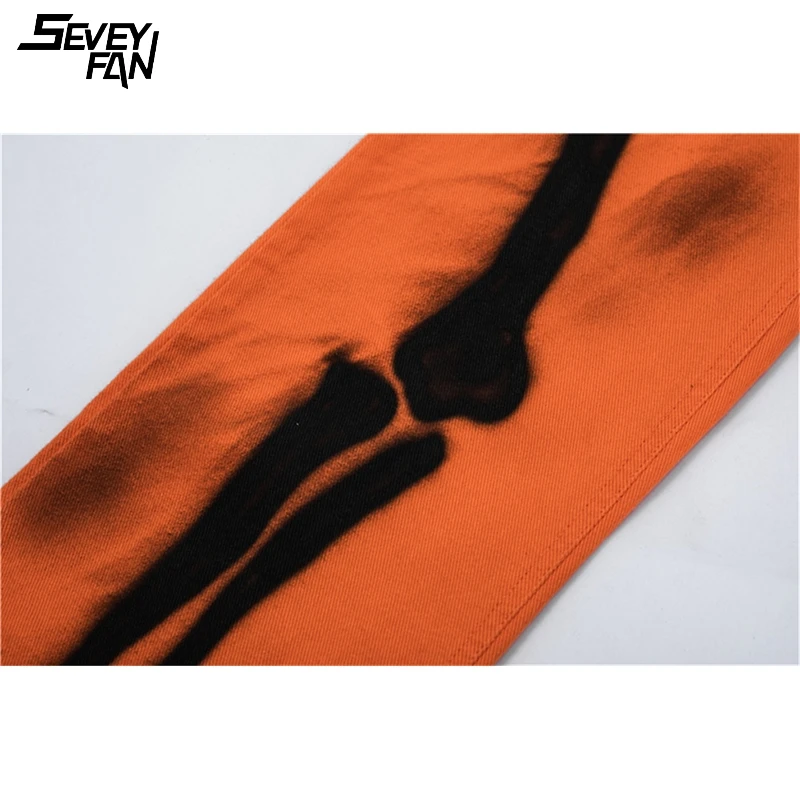 

Men Hi Street Skull Jeans Wide Leg Baggy Skateboard Streetwear Dance Hip Hop Harajuku White Denim Pants Graffiti Casual Jeans