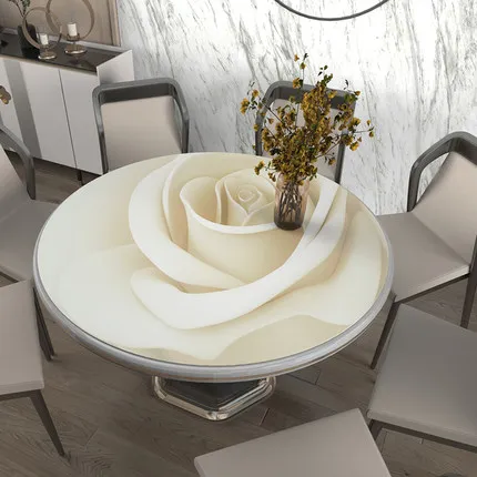 

Round Table Cloth Waterproof Oil Proof Non Washable Pvc Heat Insulation Table Pad Thick Round 3D Household Round Table Cloth