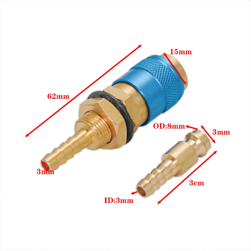 

1pc Gas & Water Quick Connector Water Cooled Torch Metal Nozzle for MIG TIG Welder Torch Red Circle+1pc 6mm Plug