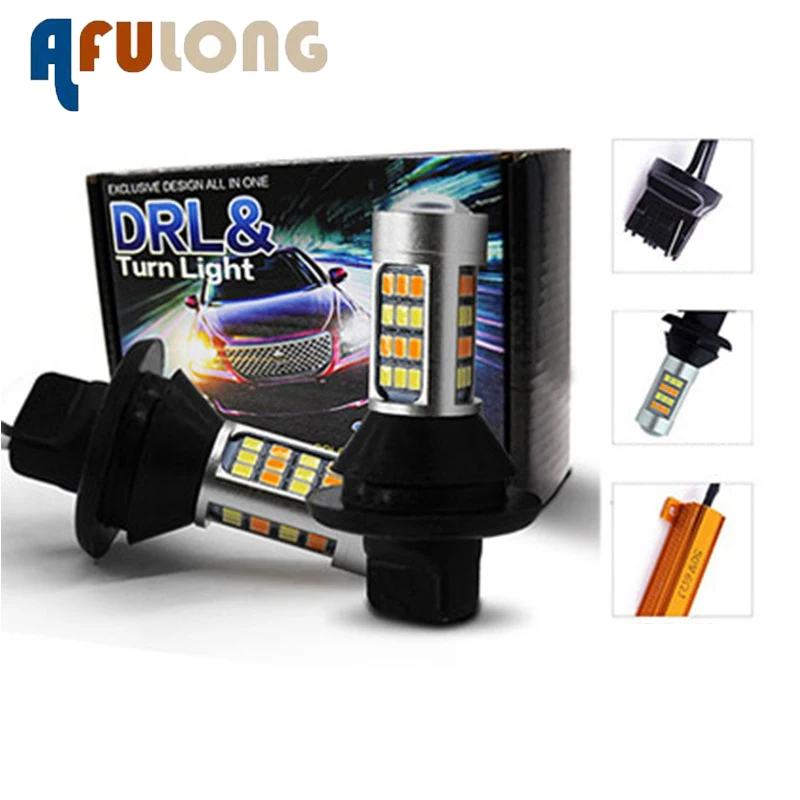 2 шт. светодиодный 1156 BA15S BAU15S P21W PY21W 42SMD T20 7440 W21W поворотные сигнальные огни DRL