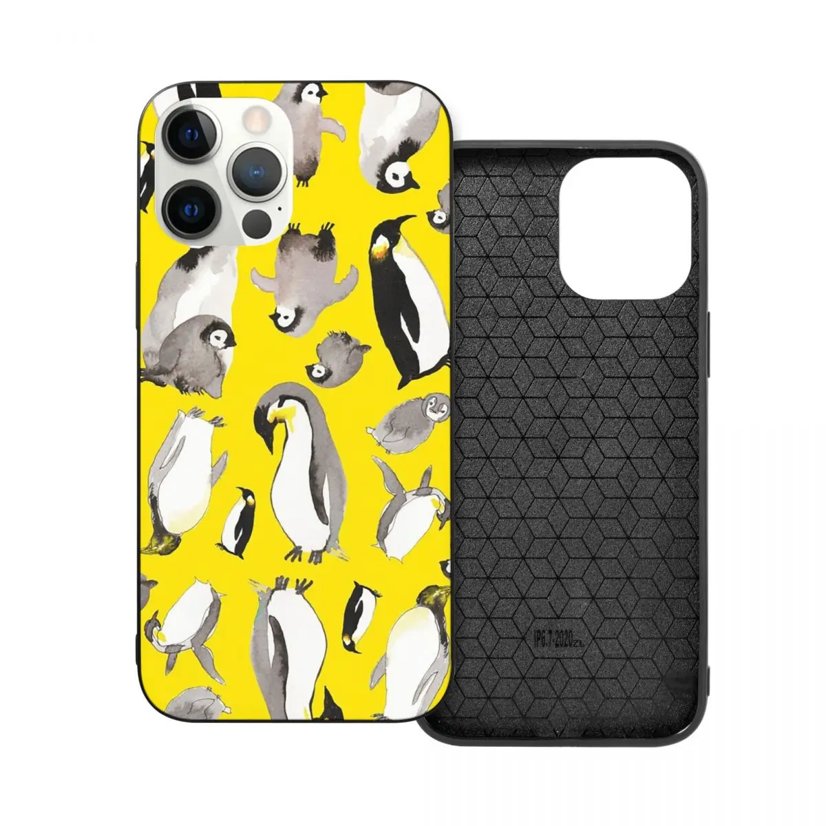 

Yellow Penguin Potpourri PC Glass TPU Phone Bumper for iPhone 12 11 Xs Xr X Pro Max Mini 7 8 Se2 Plus 6 6S