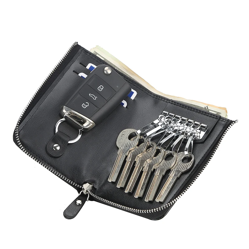 

Baellerry PU Leather Men Car Key Wallet Card Holder Fashion Men Money Bag Business Short Zipper Wallet Quality Male Keys Wallets