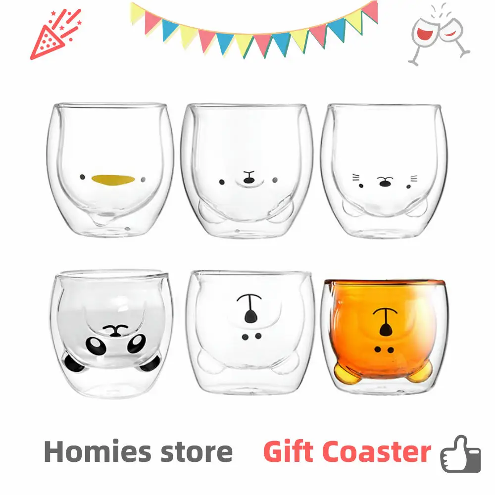 Homies кружки кружка чашка стеклянная 3D 2-уровневая Милая Мишка инновационная
