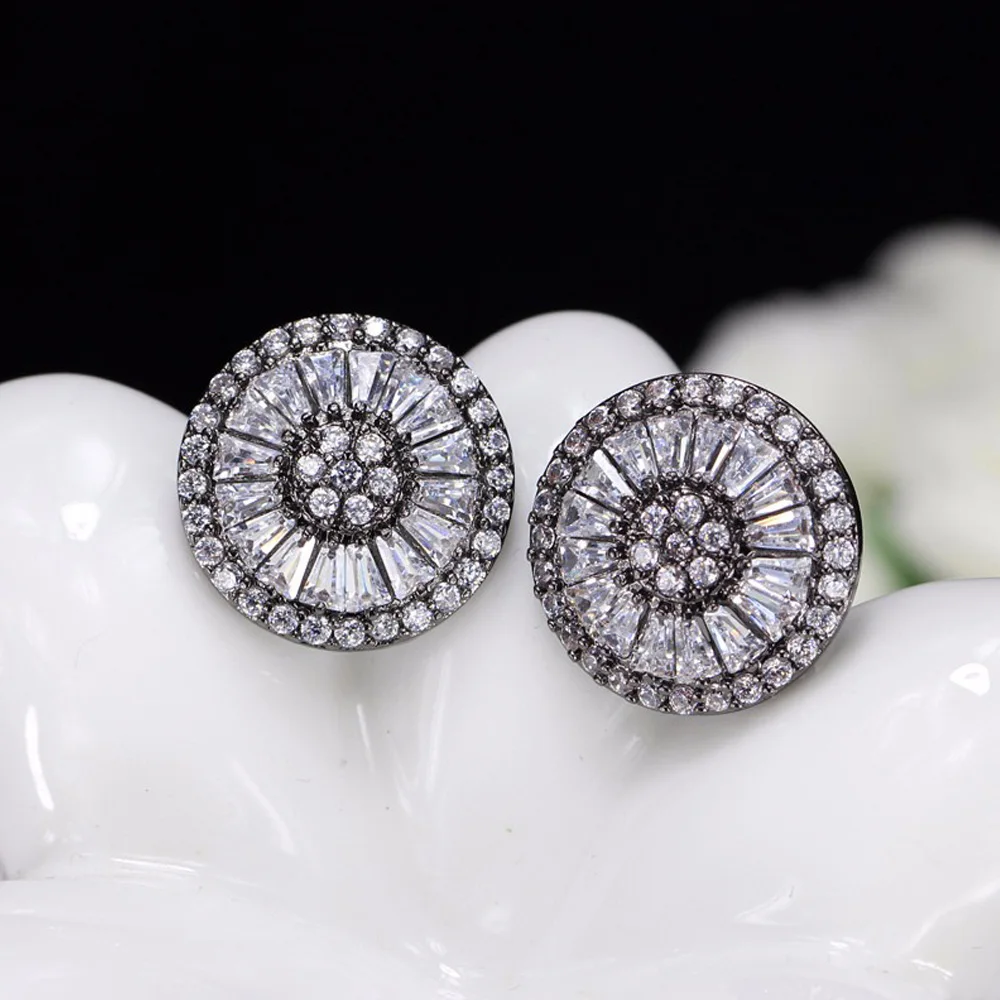 ThreeGraces великолепные CZ Камень Модные ювелирные изделия Pave Установка кубического циркония розовое золото цвет большие серьги гвоздики для женщин подарок ER288