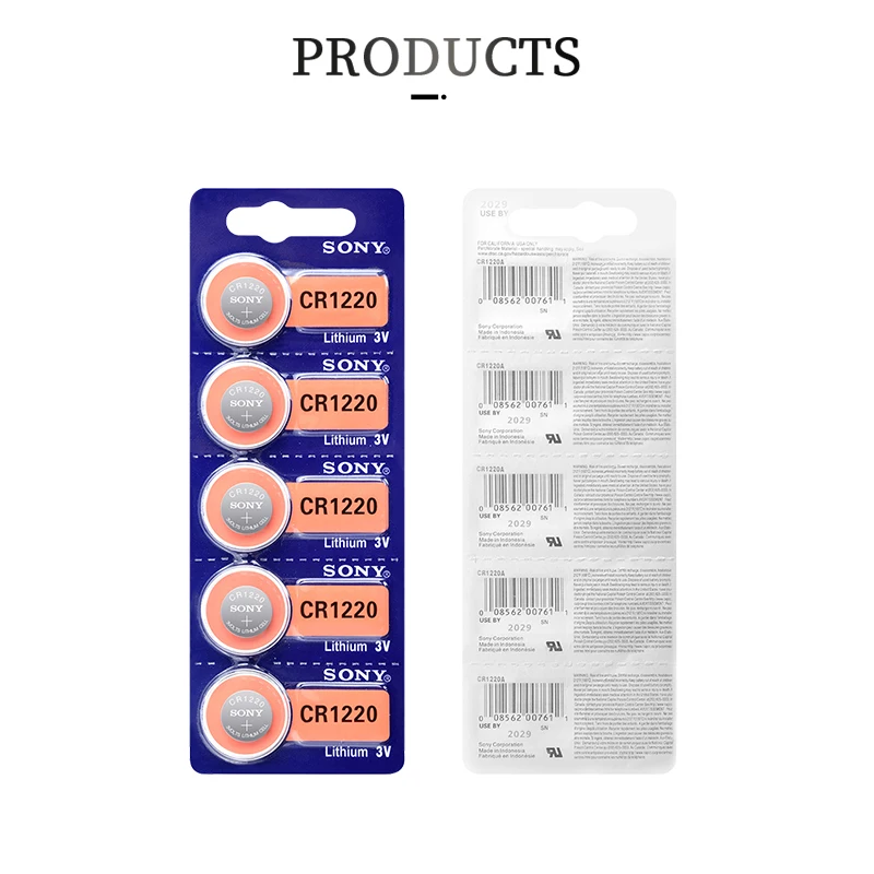 5Pcs sony CR1220 100% Original Lithium Battery For car key watch remote control toy cr 1220 ECR1220 GPCR1220 Button cell - купить по
