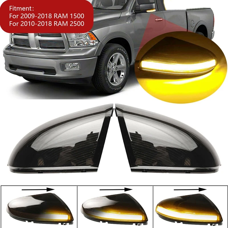 

NEW-1Pair Dynamic LED Side Rearview Mirror Turn Signal Light Indicator Marker Lamp for Dodge Ram 1500 2500 2009-2018