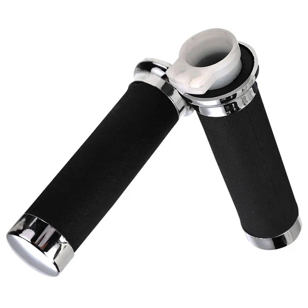 1 Pair 25mm Motorcycle Handlebar Hand Grips Black And Silver Rubber Plastic Handle Bar For Honda | Автомобили и мотоциклы