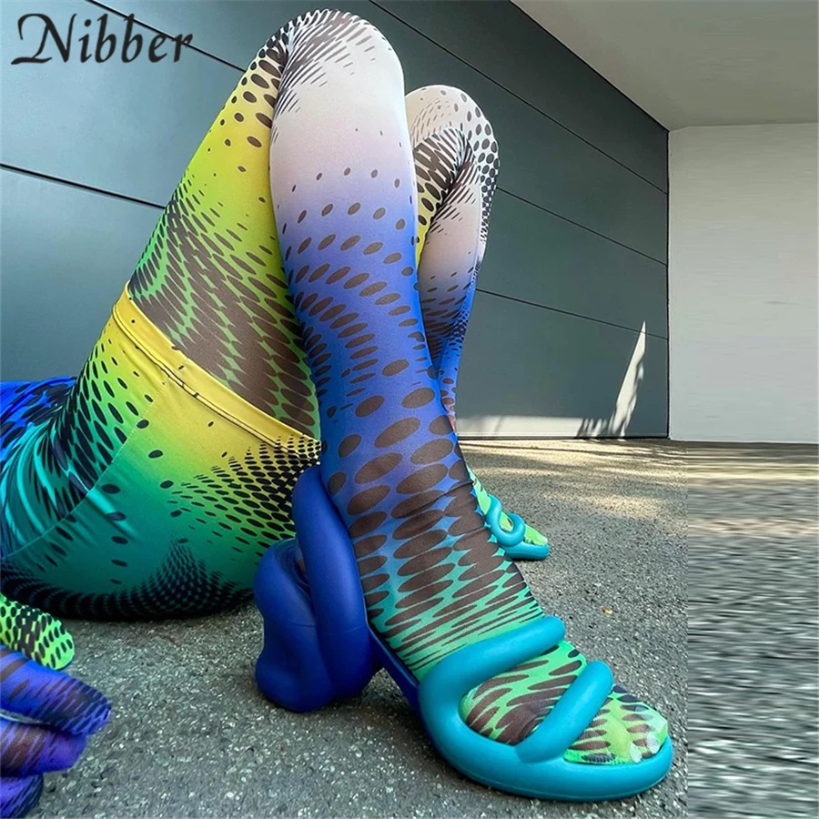 Женские штаны Nibber Y2K Осенние с принтом тай-дай высокой талией эластичные