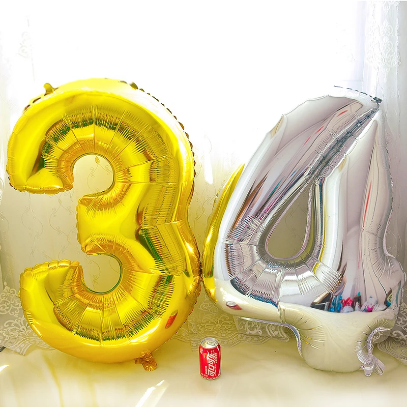 Большая Золотая Серебряная фольга с цифрами воздушный шар поздравлением 13 18 21 29 30