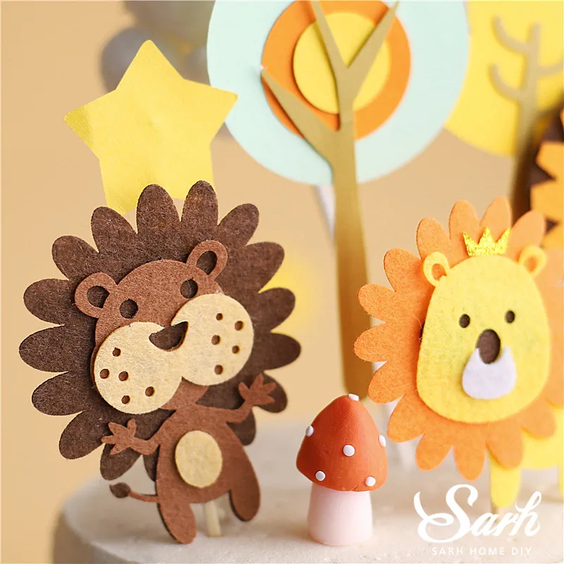 Шарик для волос войлок дерево льва торт Топпер гриб глина львы украшение дня рождения вечеринки свадьбы