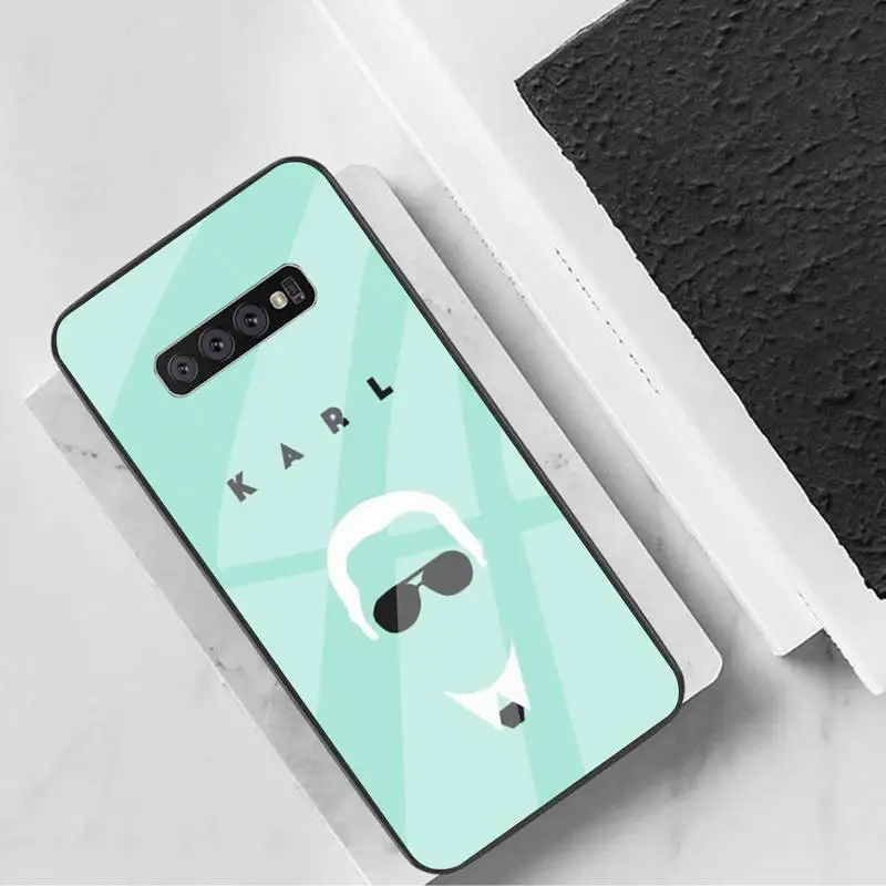 

Fashion Brand Designer KARLs Phone Case Tempered Glass For Samsung S6 7 8 9 10 20 Plus Ultra Note8 9 10 10pro