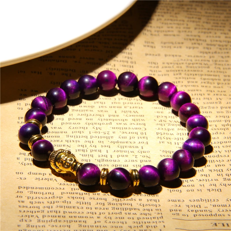 Fashion AAA Royal Blue Tiger Eye Men's Bracelet Beads Natural Stone Buddha Stretch Charm Bracelets for Women Men Jewelry
