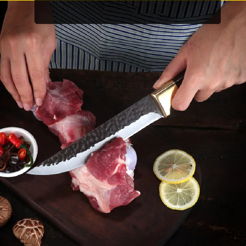 Нож для убоя с Медной головкой полосатый нож заводской мясной стык мяса говядина