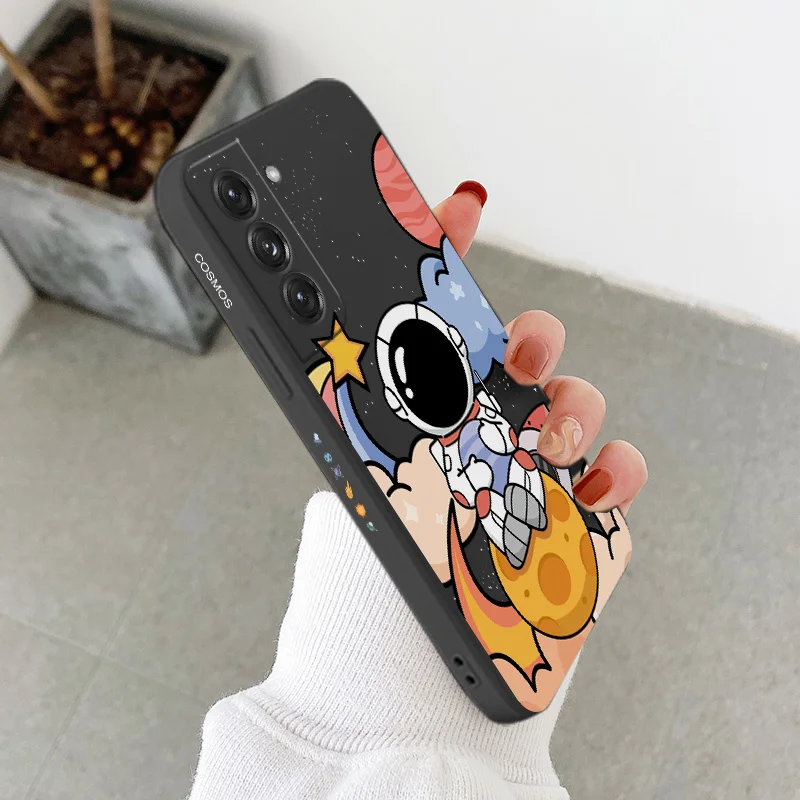 Oil Painting Astronaut Soft Case For Samsung Galaxy S21 S20 FE S10 S9 Ultra Plus S10e Note 20 ultra 10 9 Plus Liquid Phone Cover