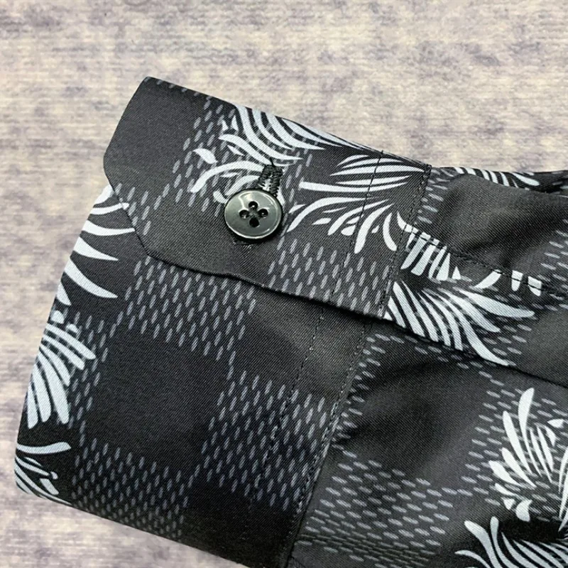 

Fashion Mens Long Sleeve Floral Printed Shirts Business Man Casual Plaid Single Breasted Tops Thin Breathable Beach Shirts 4XL