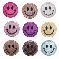 5 pcs shiny cartoon cute smiling face clothing embroidery patch stickers ironing cloth stickers clothes hat backpack decor badge