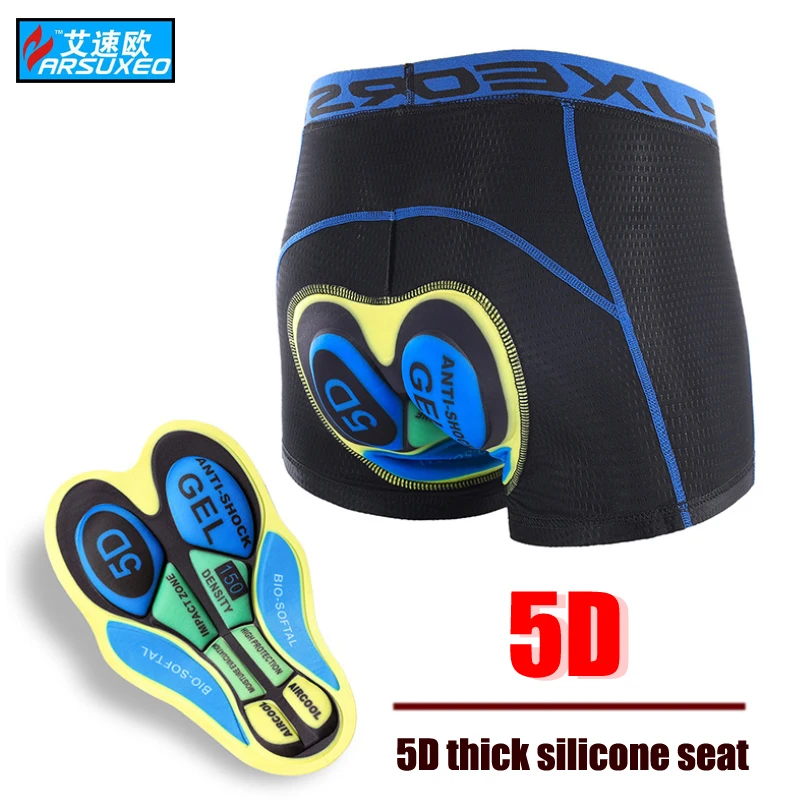 ARSUXEO Cycling Shorts bicycle Underwear Pro 5D Gel Pad men breathable mountain bike road riding mtb cycling underwear U05 | Спорт и