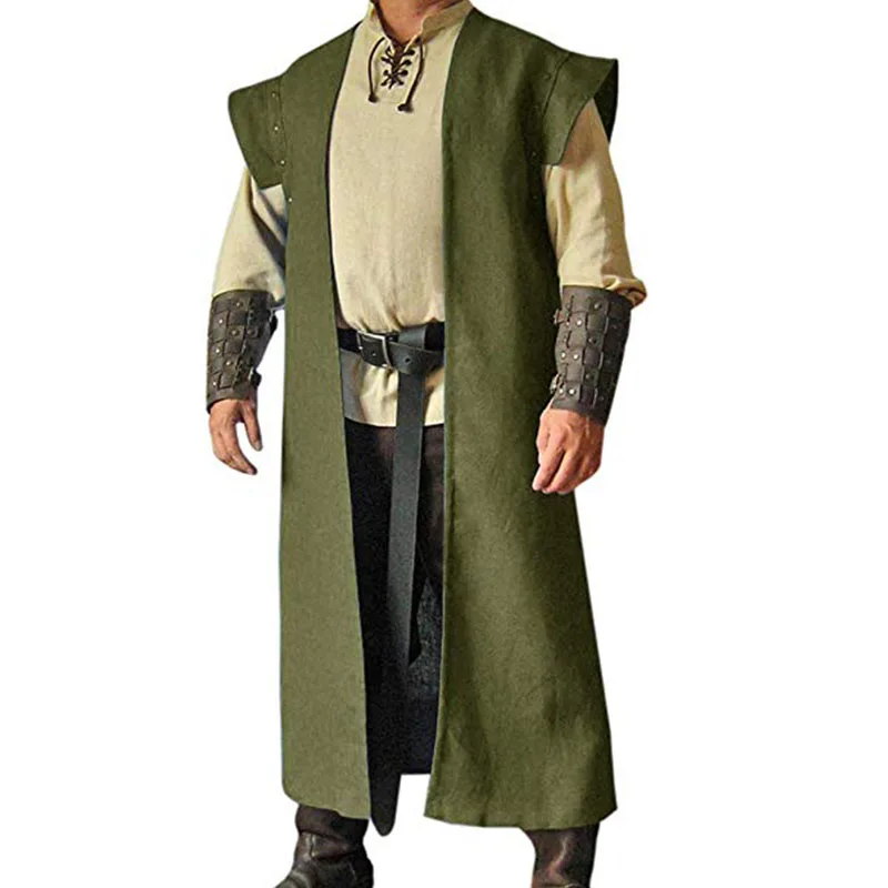 Средневековые воины рыцарь Винтаж плащ костюм для взрослых мужчин осень длинный