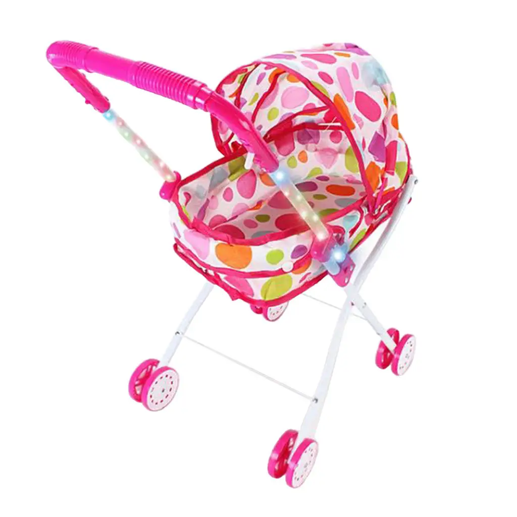 

Plastic Dolls Buggy with Lamp for Baby Dolls, Mellchan Dolls Pink