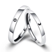 simple opening sun moon ring minimalist silver color sun moon adjustable ring for men women couple engagement jewelry