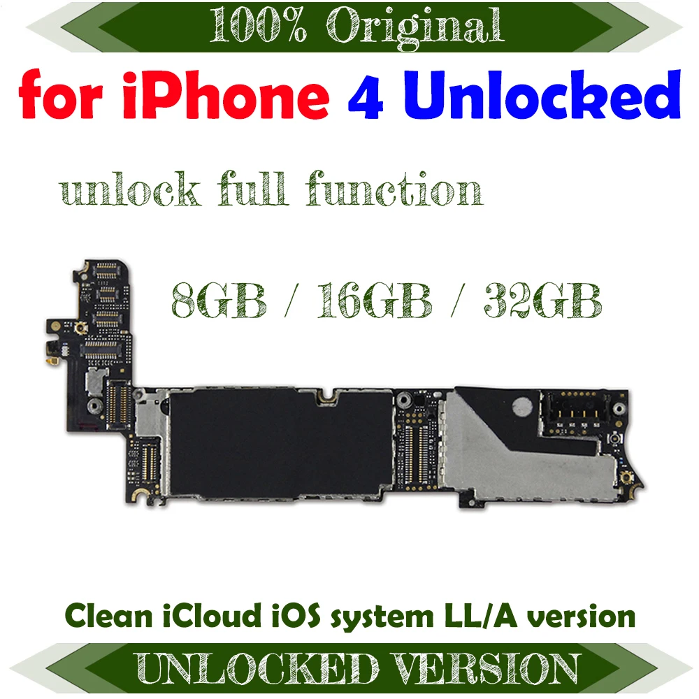 100% оригинальная разблокированная материнская плата для iphone 4 логическая с IOS +