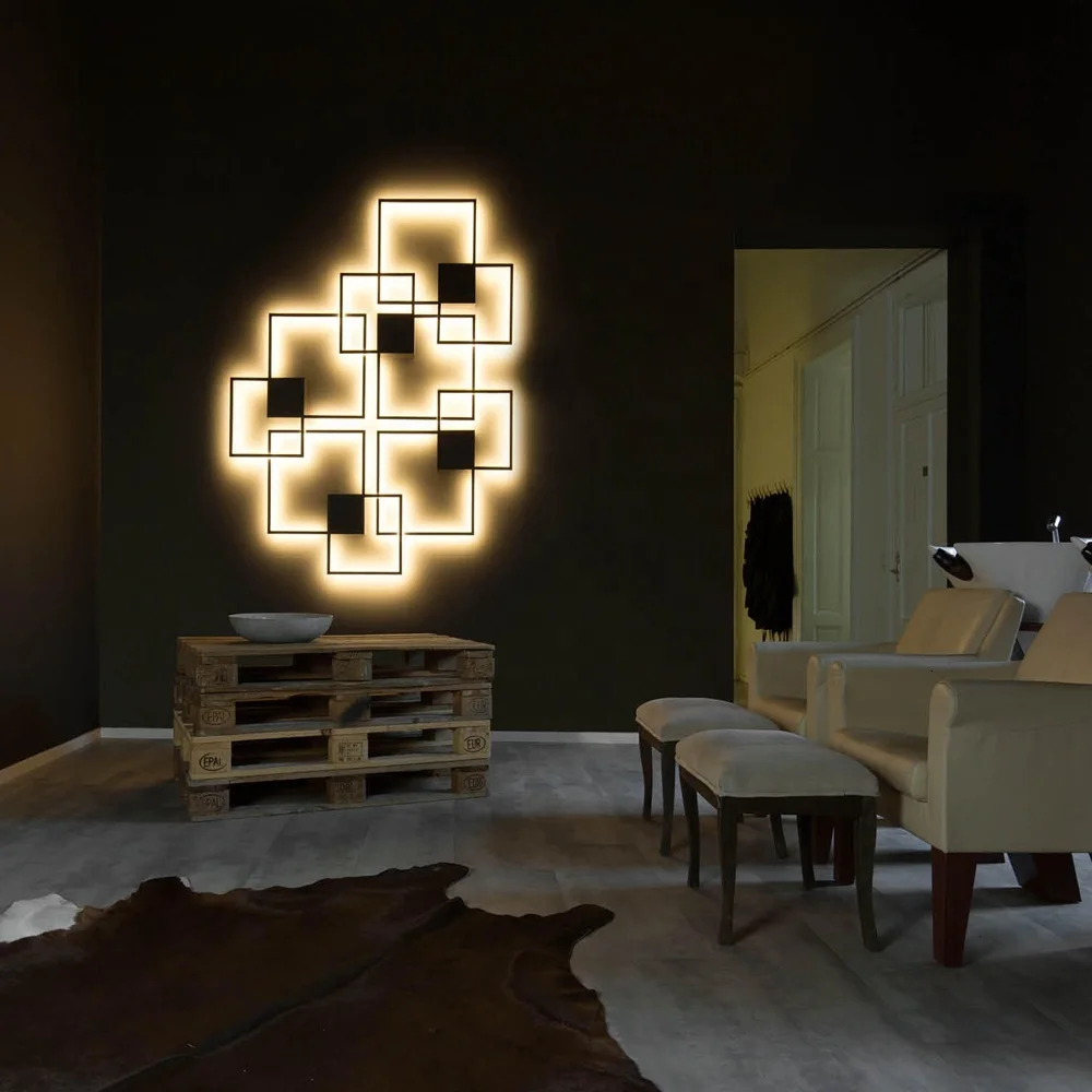 Черная квадратная светодиодная Подвесная лампа современная простая люстра