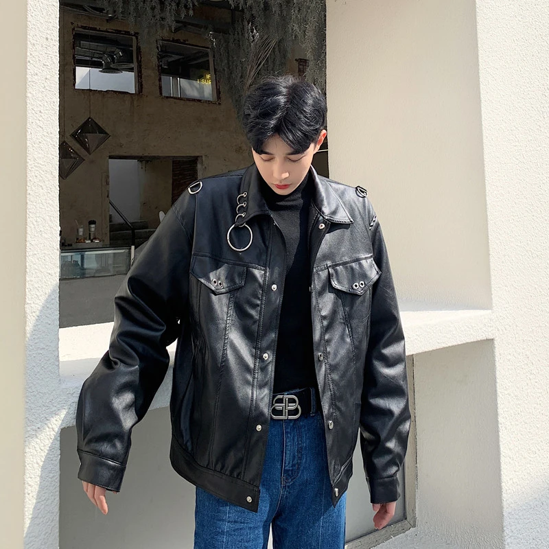 Модное металлическое кольцо из искусственной кожи в стиле панк хип-хоп Мужская