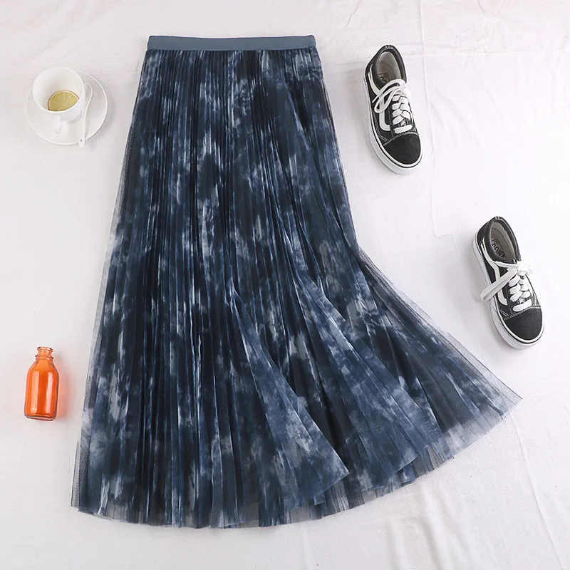 REALEFT весна лето 2020 новые винтажные клетчатые сетчатые тюлевые длинные