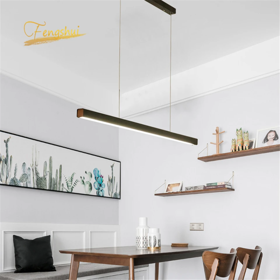 Comprare Moderna Lampada A Sospensione LED Bar Ristorante Studio Ufficio Di Arte Della Decorazione Lunga Striscia Di LED Lampade A Sospensione Cucina Illuminazione Interna Lampada A Sospensione