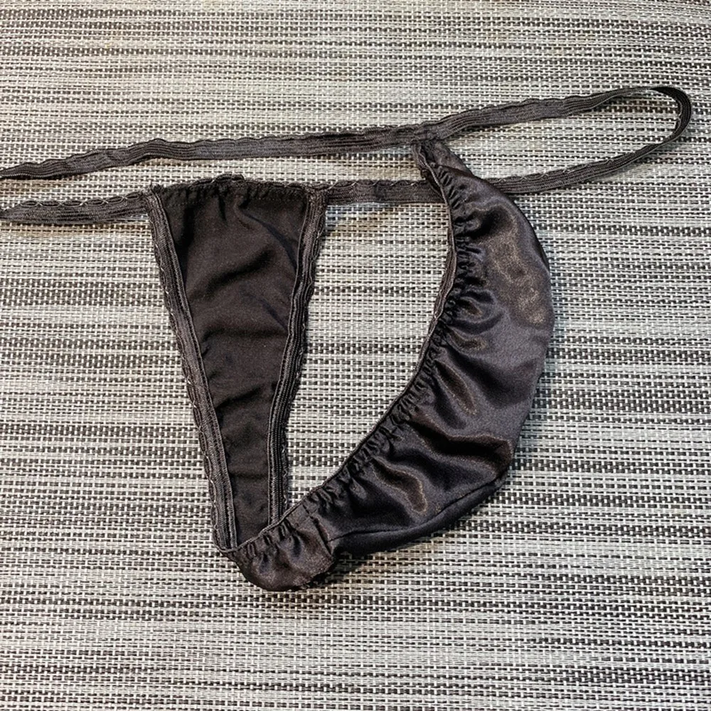 

Men's Lingerie Stain Silk Underwear Sexy Low Rise Thong G-String T-Back Underpants Gays Clothes Homo Underpants Sissy Pantie New