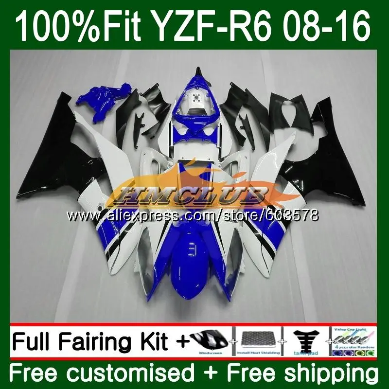 

Injection For YAMAHA YZF600 YZF R6 2008 2016 57CL.16 YZF 600 R 6 YZF-R6 YZFR6 08 09 10 11 12 13 14 15 16 White Blue Fairings