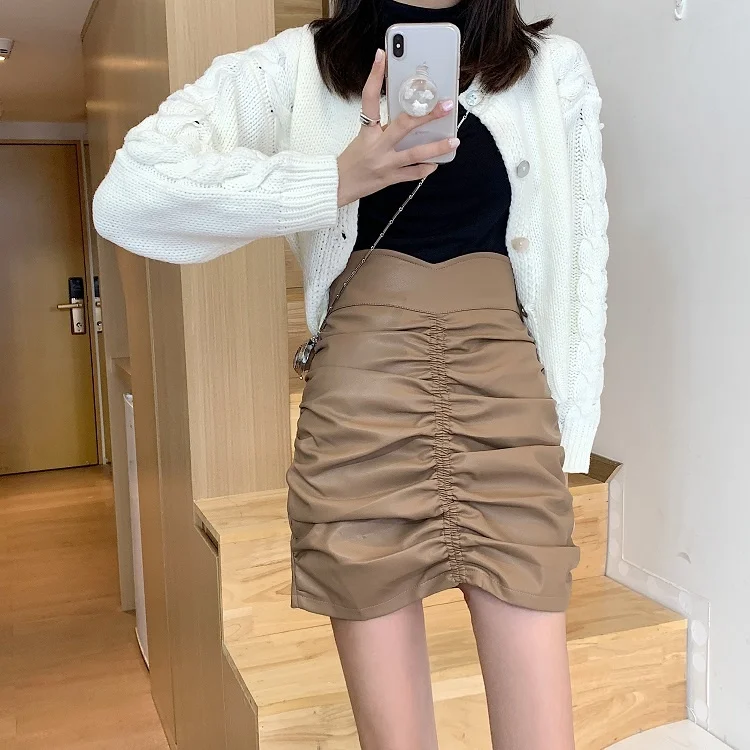 Осенняя трапециевидная юбка в Корейском стиле новинка 2021 яркая плиссированная