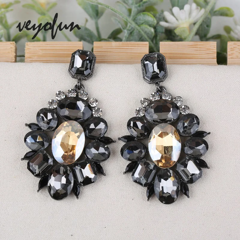 

Роскошные круглые хрустальные висячие серьги Veyofun, висячие серьги для невесты, модные ювелирные изделия для женщин, новый подарок