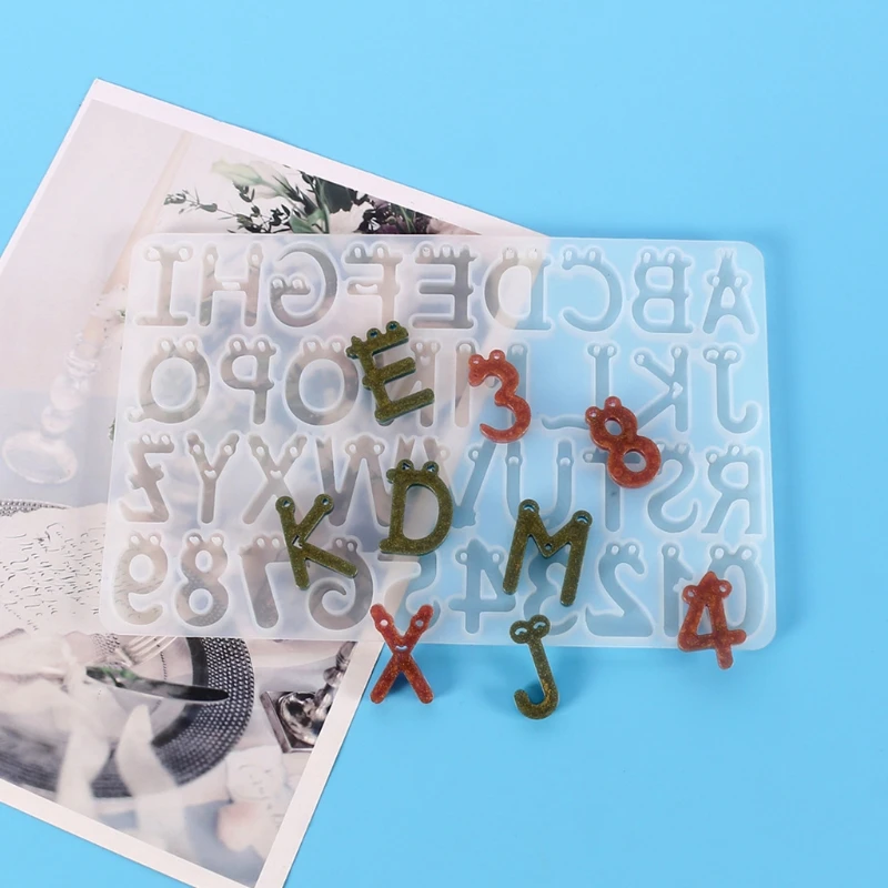 

Cartoon Smile Face Alphabet Crystal Epoxy Resin Mold English Letters Number Pendant Casting Silicone Mould DIY Crafts
