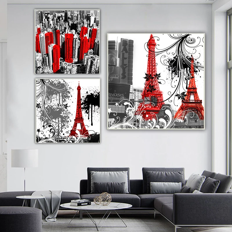 Скандинавский стиль промышленный декор картины красная башня Пейзаж стены